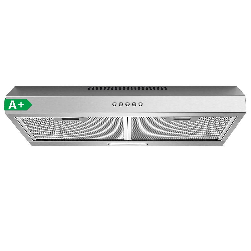 DUNSTABZUGSHAUBE -UNTERBAU-ENERGIEEFFIZIENZKLASSE A+, Edelstahl, 3 Stufen, LED-BELEUCHTUNG, für Küchen, 60/15/50 cm - Silberfarben, Metall (14.02/49/64cm) - Rolipo