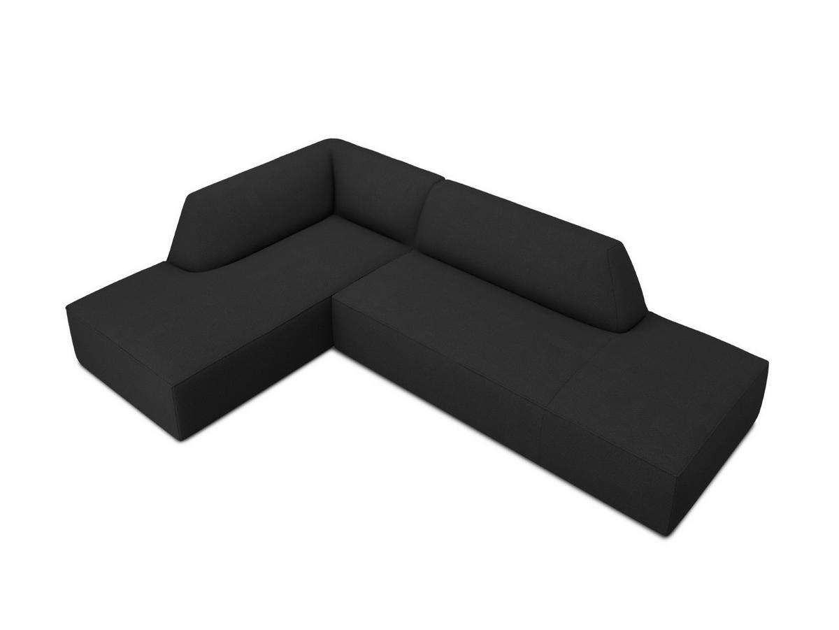 ECKSOFA links Ruby aus strukturiertem Stoff schwarz 4 Sitzplätze - Schwarz, Textil (180/273cm) - Micadoni