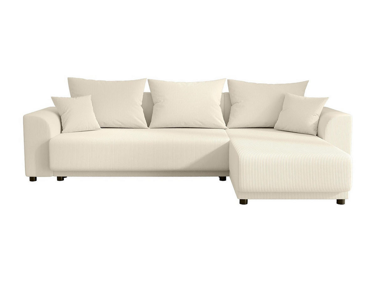 ECKSOFA mit Schlaffunktion - Ecke wechselbar - Cord - Beige - NESSARO - Beige, Textil (240/149cm) - Vente-Unique