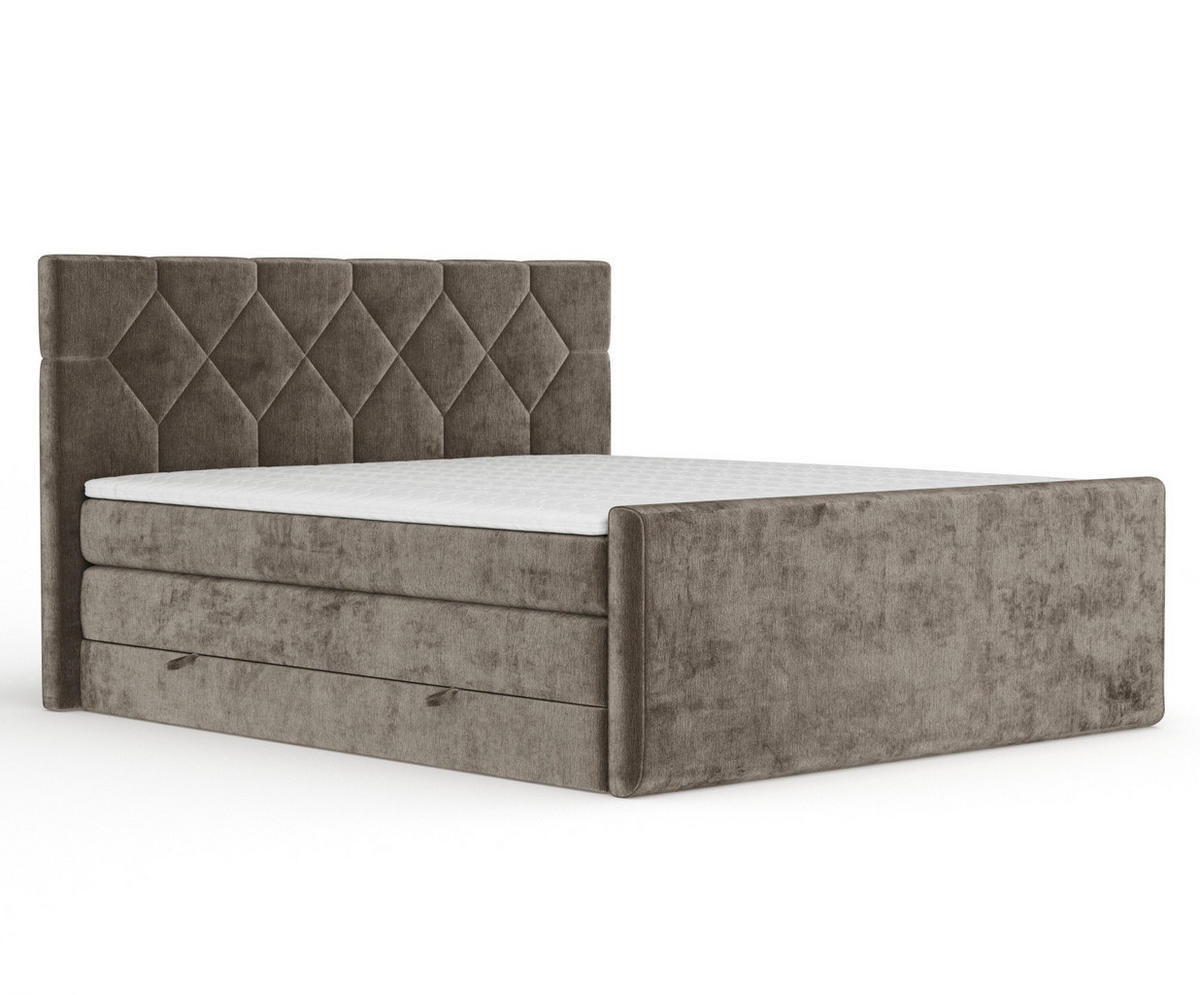 BOXSPRINGBETT Toma Braun 140/200 cm - Schwarz/Braun, Holz/Holzwerkstoff (140/200cm) - Maison de Reve