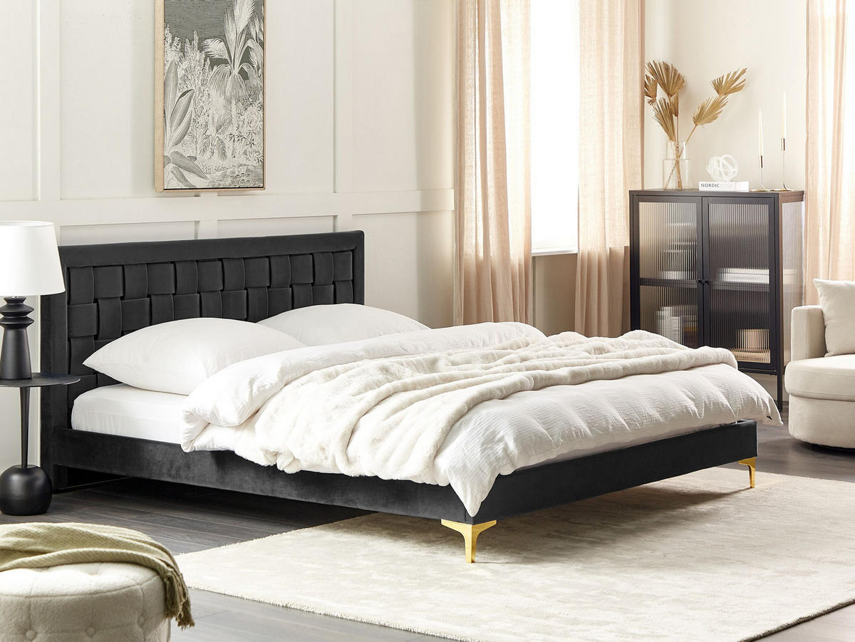 DOPPELBETT 180/200cm Schwarz Limoux - Schwarz, Textil (180/200cm) - Beliani
