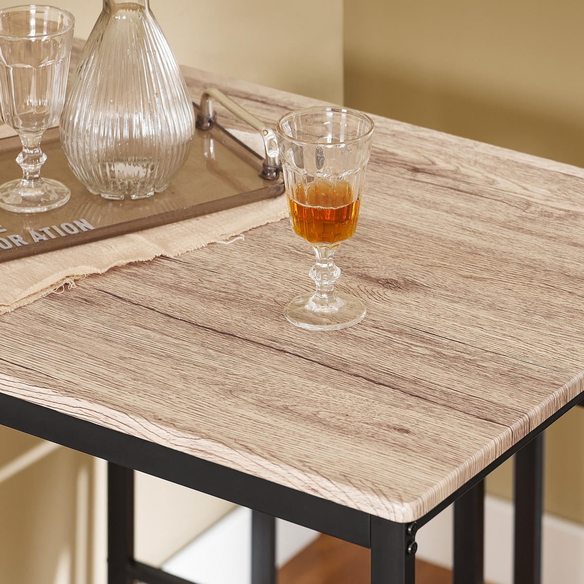 BARTISCH + 2 x BARHOCKER - Naturfarben, Holzwerkstoff (100/96/60cm) - SoBuy