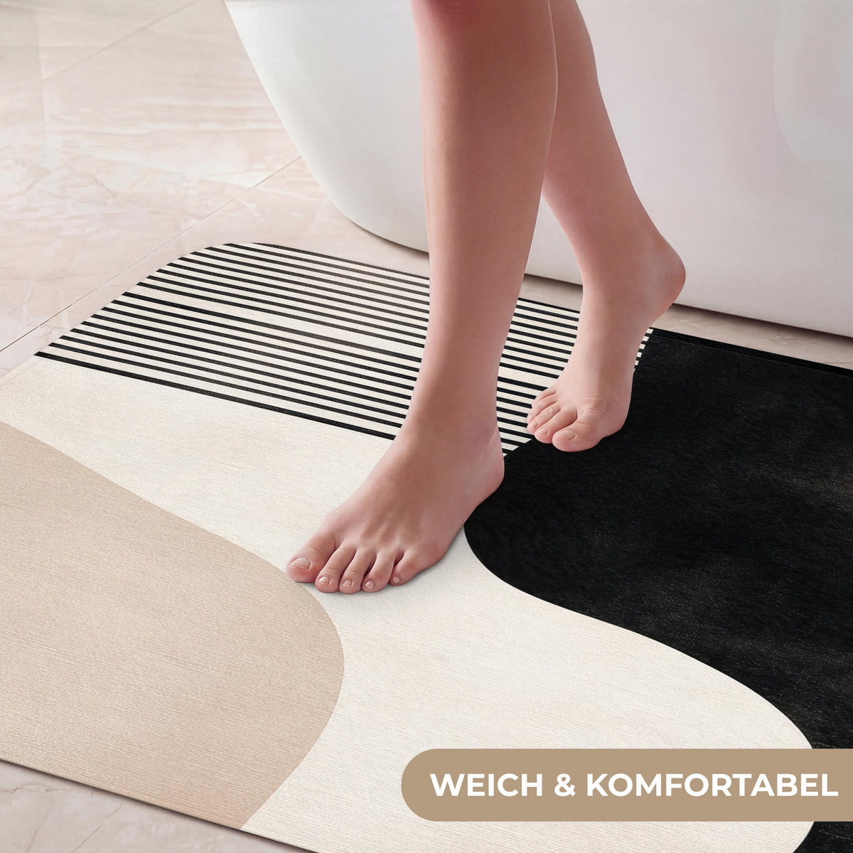KÚPEĽŇOVÁ PREDLOŽKA Abstraktné - Japonské - Béžové - Moderné 60x90 cm - čierna/béžová, textil/plast (60/90cm) - OnlyWow