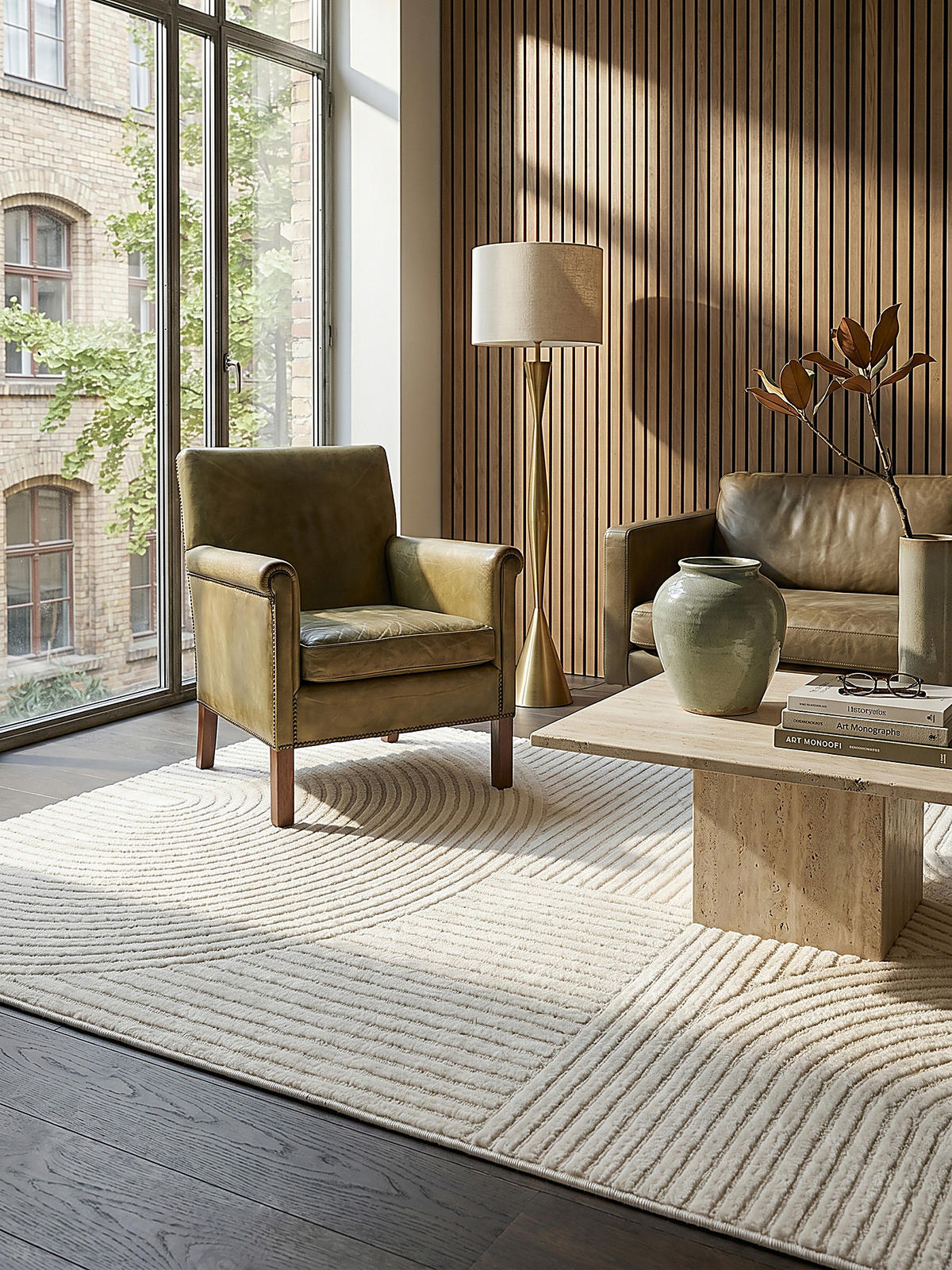 KURZFLORTEPPICH Geometrisch CETINA Polypropylen Creme 140 x 200 cm - Beige, Textil (140/200cm) - KADIMA DESIGN