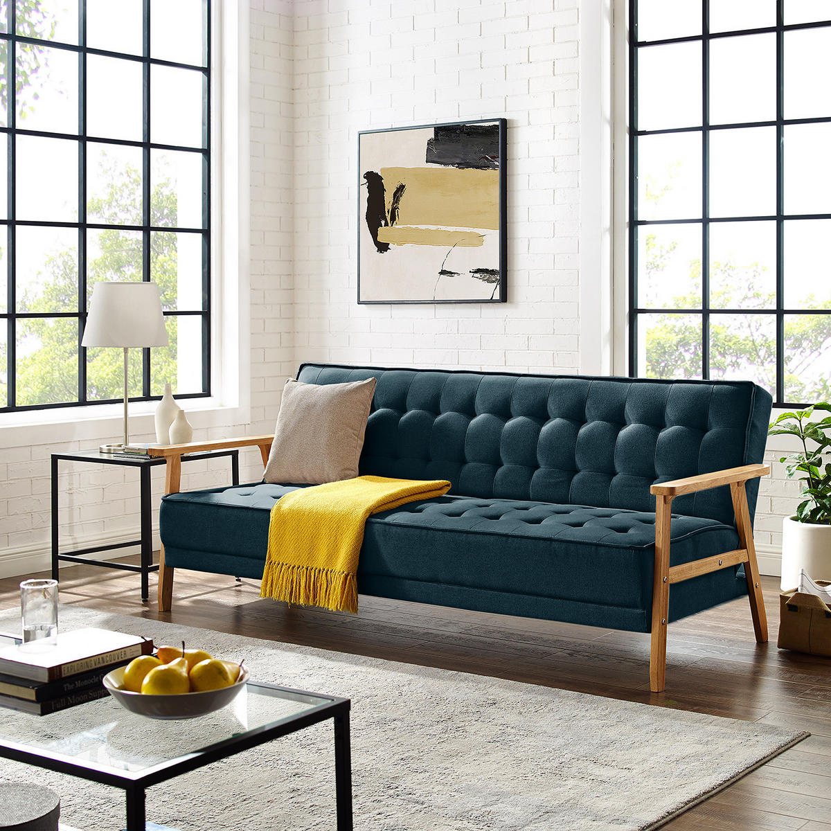 SCHLAFSOFA - Dunkelblau, Textil (204/85/86cm) - home24