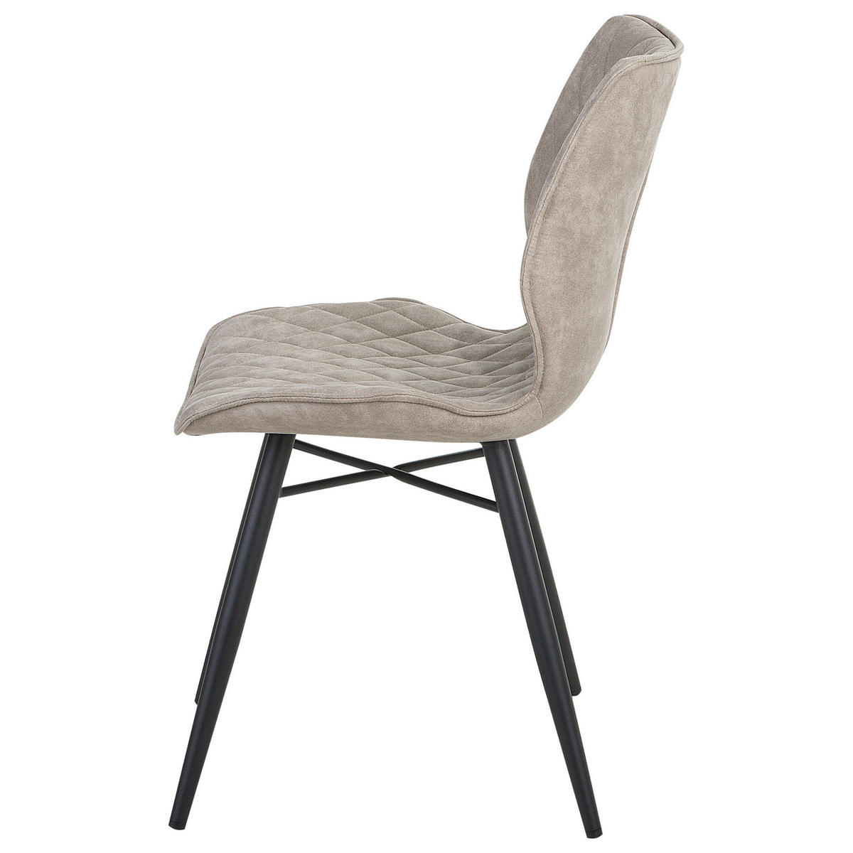 ESSZIMMERSTUHL 2er-Set Polsterbezug Beige Lisle - Beige, Textil/Metall (47/86/56cm) - Beliani