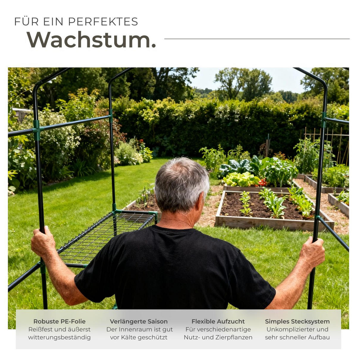 FOLIENGEWÄCHSHAUS Andrea,inklusive Spannseile und Heringe, 186 x 120 x 190 cm,weiß - Weiß, Kunststoff (120/190/186cm) - tectake