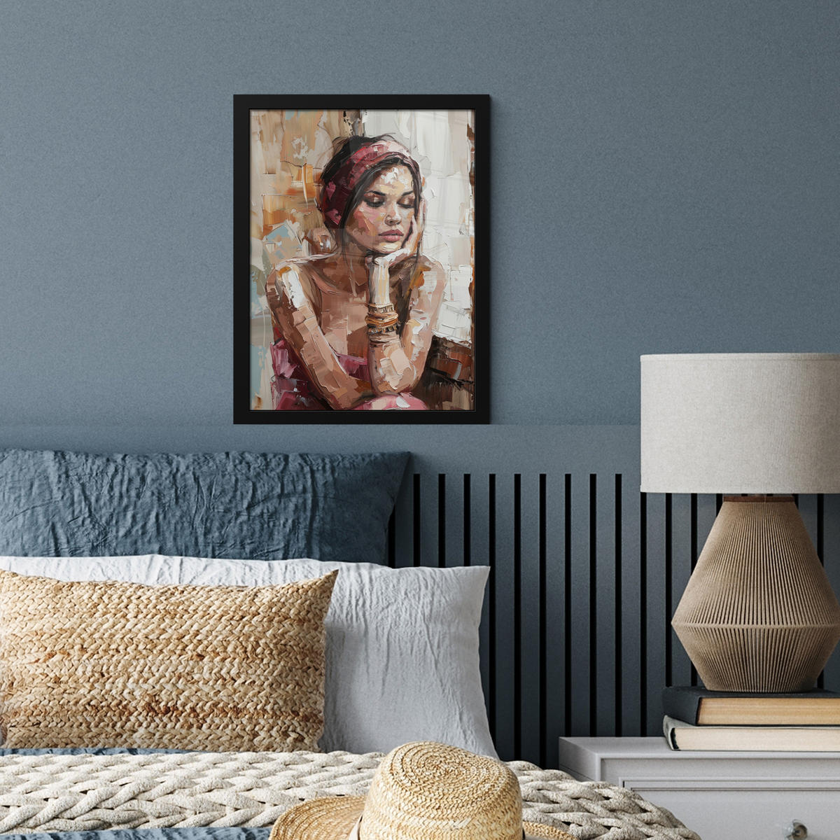 GERAHMTES BILD Frau - Lackierung - Porträt - Modern 30x40 cm - Altrosa, Papier (30/40cm) - MuchoWow