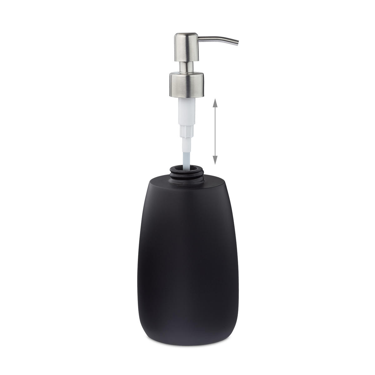 SEIFENSPENDER - Schwarz, Kunststoff/Metall (7.5/18/9cm) - Relaxdays