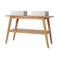 DOPPELWASCHTISCH - 120cm x 55cm - Teakholz - naturfarben hell - BOBOTSARI - Naturfarben, Keramik (120/76/55cm) - Vente-Unique