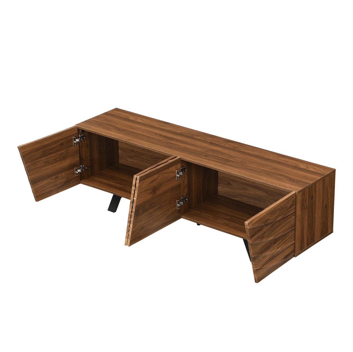 LOWBOARD 160/39/50,5 cm walnuss aus MDF mit Wellenfront - Walnussfarben, Holzwerkstoff (160/50.5/39cm) - OKWISH