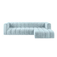 ECKSOFA Modulares In L-Form, Velvet-Stoff Riviera, Babyblau, Rechts, GRAND 318 cm - Hellblau, Holz (318/179cm) - Kaiser Möbel