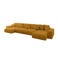 WOHNLANDSCHAFT mit Schlaffunktion ESKAR-U2-464x176x72cm Senfgelb - Sandfarben, Holzwerkstoff/Kunststoff (176/72/464cm) - ALTDECOR
