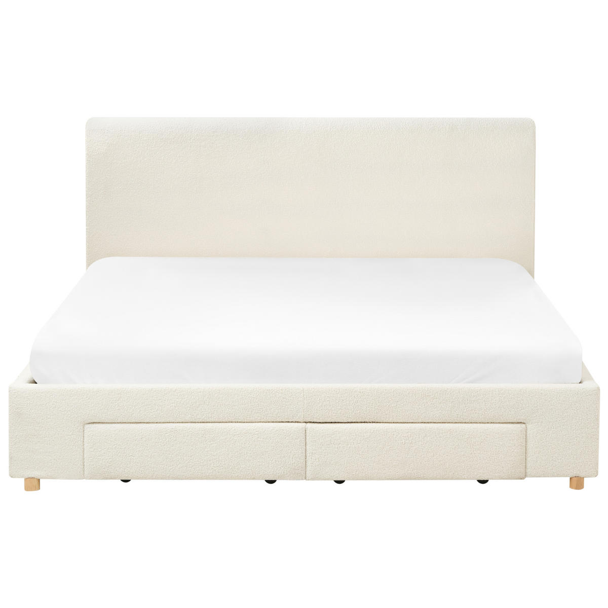 BETT mit Schubladen 180/200 cm Bouclé Hellbraun Soutrin - Hellbraun, Textil (180/200cm) - Beliani