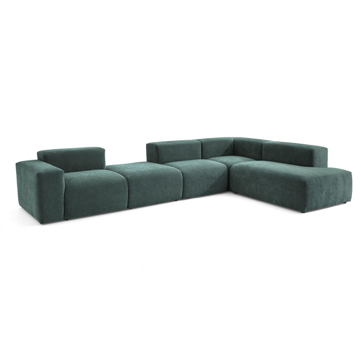 5-SITZER modulares Ecksofa HEAVEN SET 5 Rechts, Breite 380 cm Webstoff Dunkelgrün - Dunkelgrün/Schwarz, Holz/Kunststoff (245/380cm) - Muffo