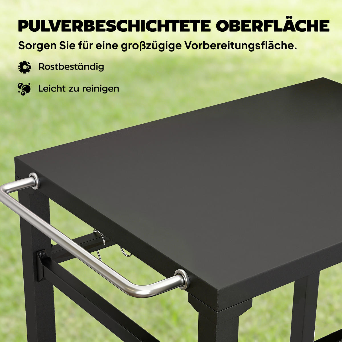 GRILLWAGEN Metall Schwarz - Schwarz, Metall (55/88/90.5cm) - Outsunny