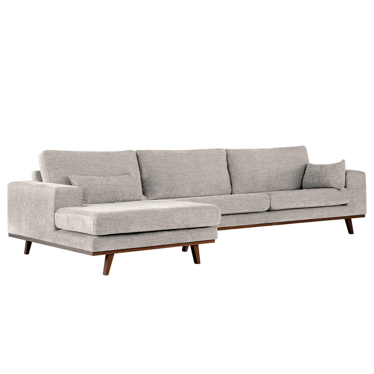 ECKSOFA mit Longchair - Buchefarben/Grau, Buchenholz/Textil (281/153cm) - home24