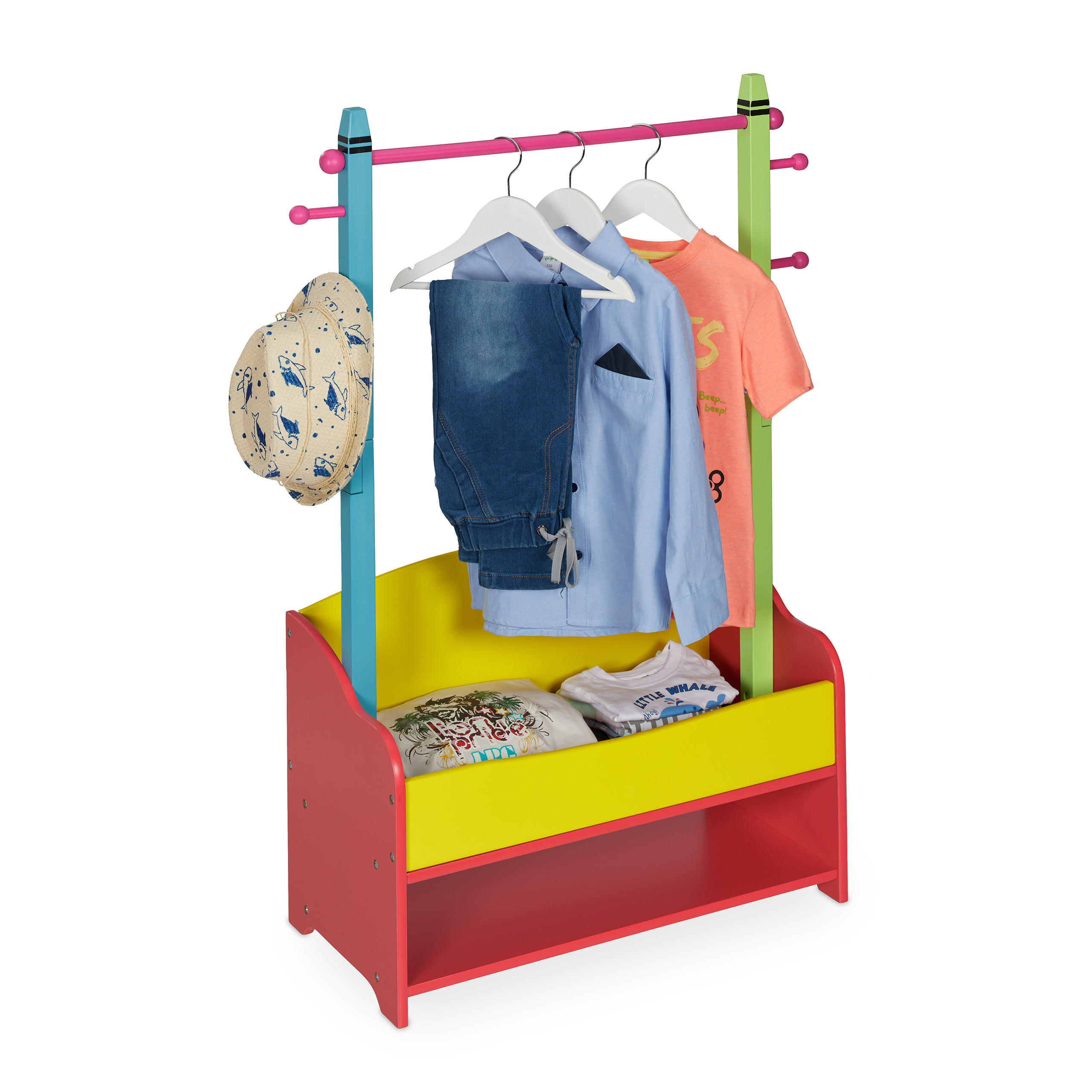 KINDERKLEIDERSTÄNDER - Multicolor, Holz/Holzwerkstoff (71/100.5/30cm) - Relaxdays