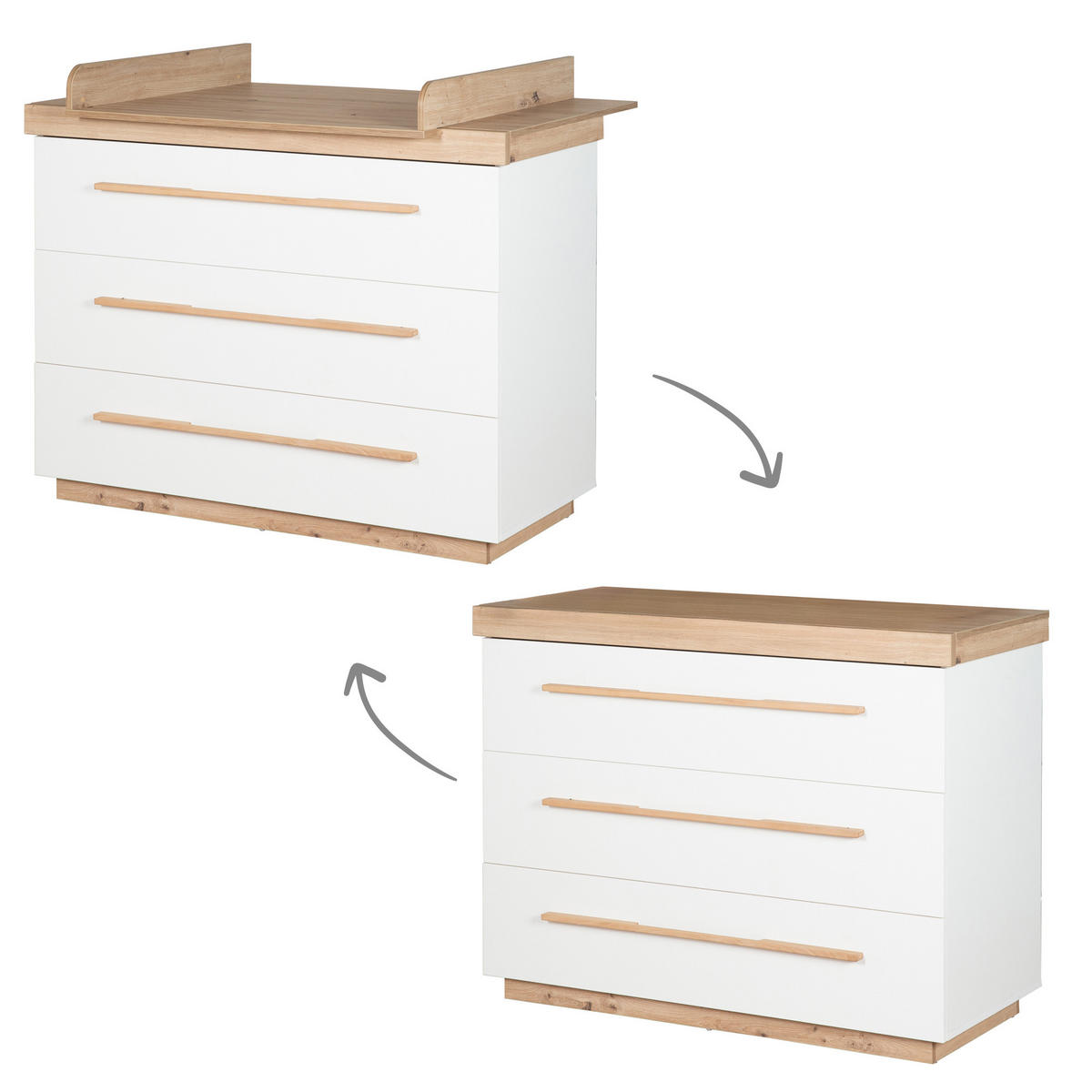 WICKELKOMMODE Lumo - Weiß, Holz (121/103/78cm) - Roba