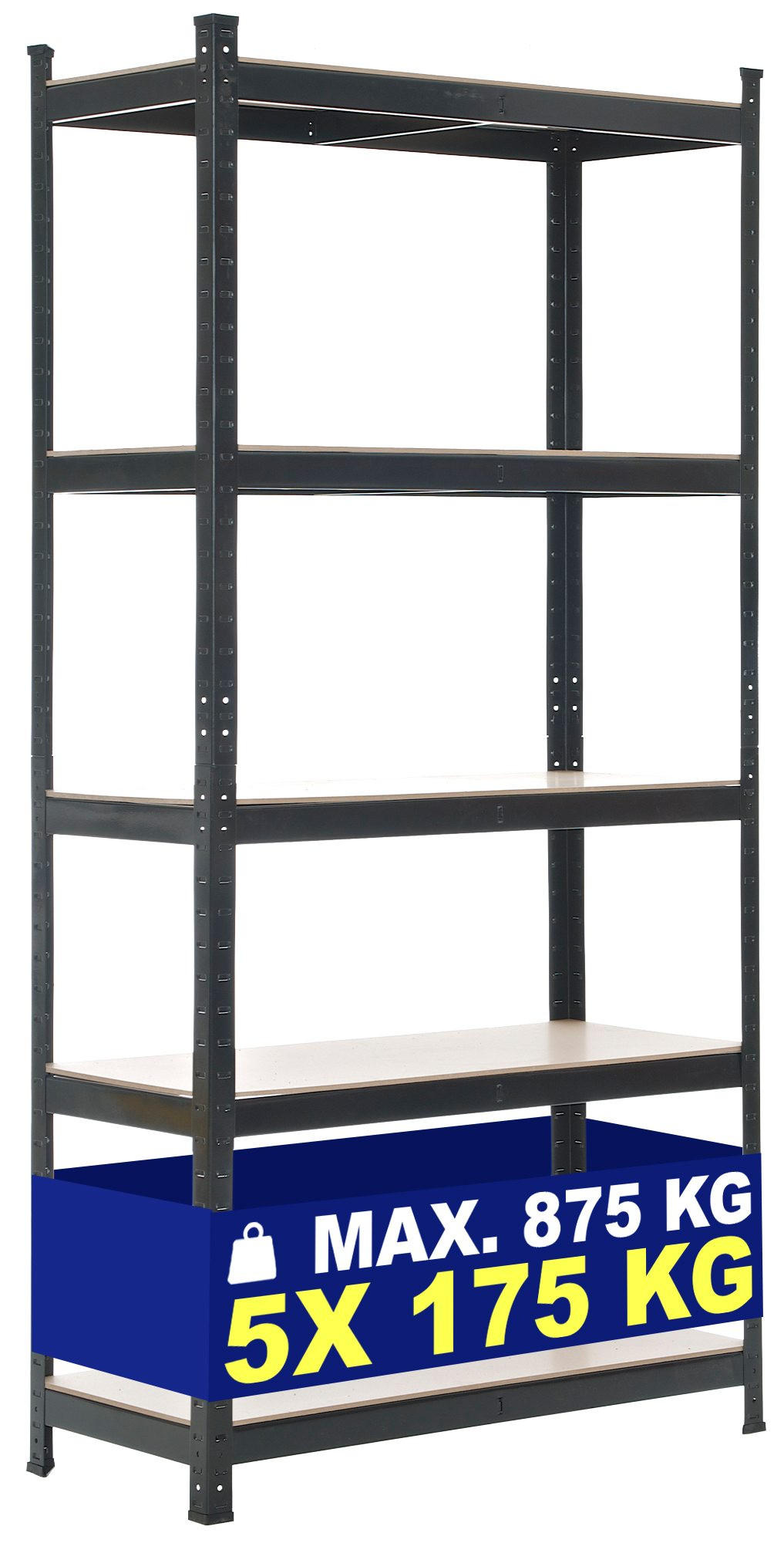 LAGERREGAL 90/40 cm Metall Schwarz - Schwarz, Metall (90/180/40cm) - CLP
