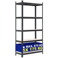 LAGERREGAL 90/40 cm Metall Schwarz - Schwarz, Metall (90/180/40cm) - CLP