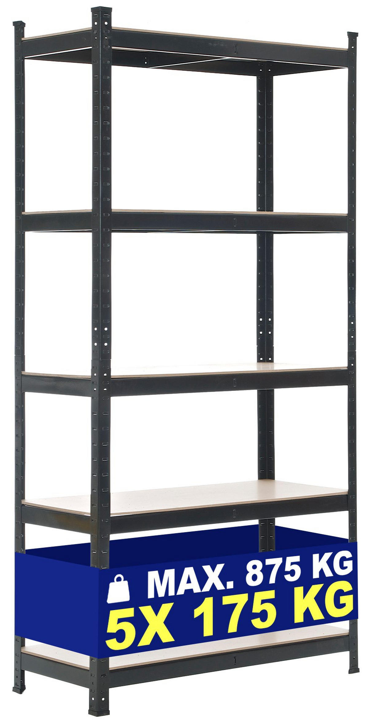 LAGERREGAL 90/40 cm Metall Schwarz - Schwarz, Metall (90/180/40cm) - CLP