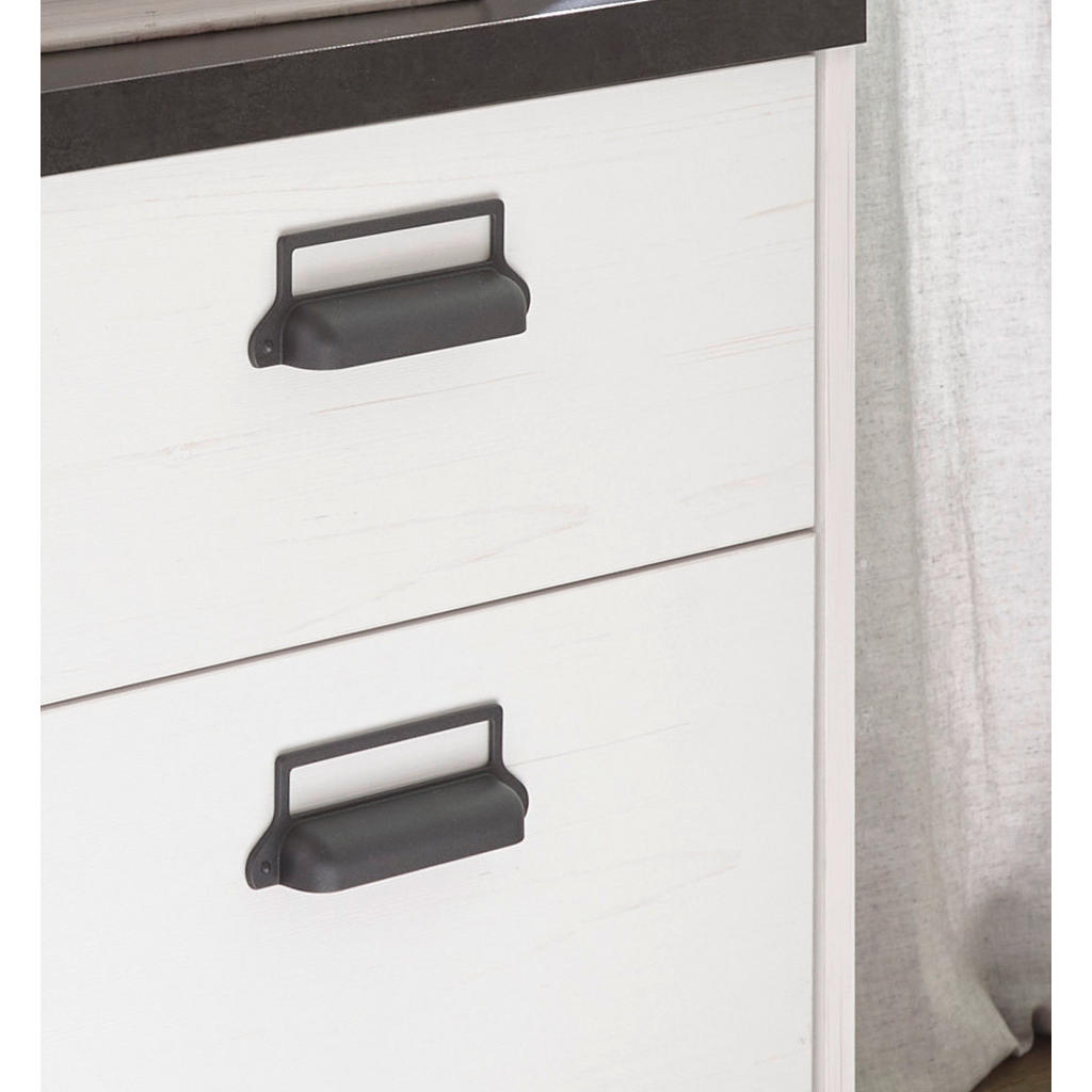 Thumbnail - Furn.Design Rollcontainer, Weiß, Anthrazit, Metall, Nachbildung,Pinie, 1 Schubladen, Rollen, 47x60x51 cm, FSC 100%, Arbe...