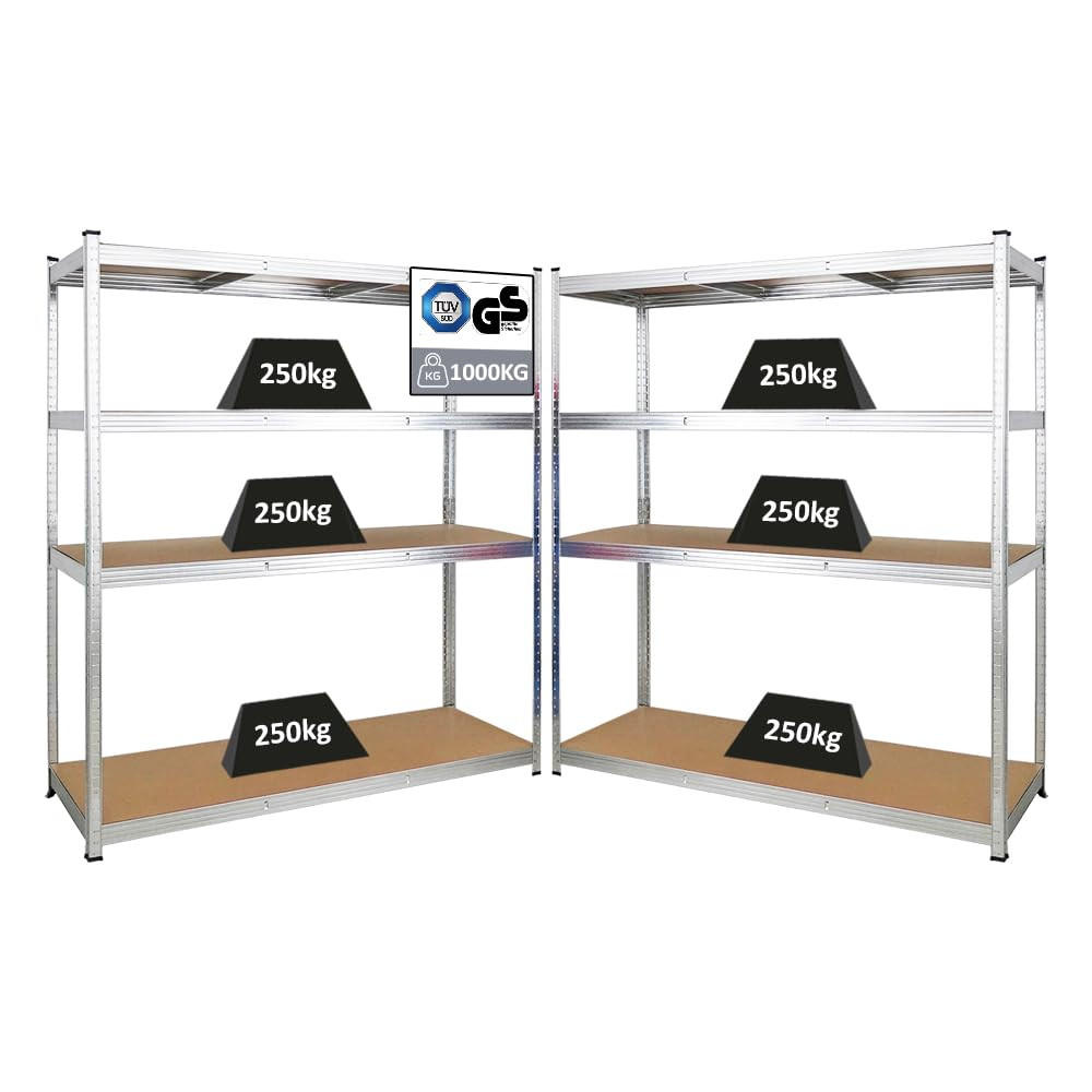 SCHWERLASTREGAL Taurus XL 2er-Set 180x160x60 cm Fachlast 250 kg Verzinkt - Silberfarben, Metall (320/180/60cm) - PROREGAL