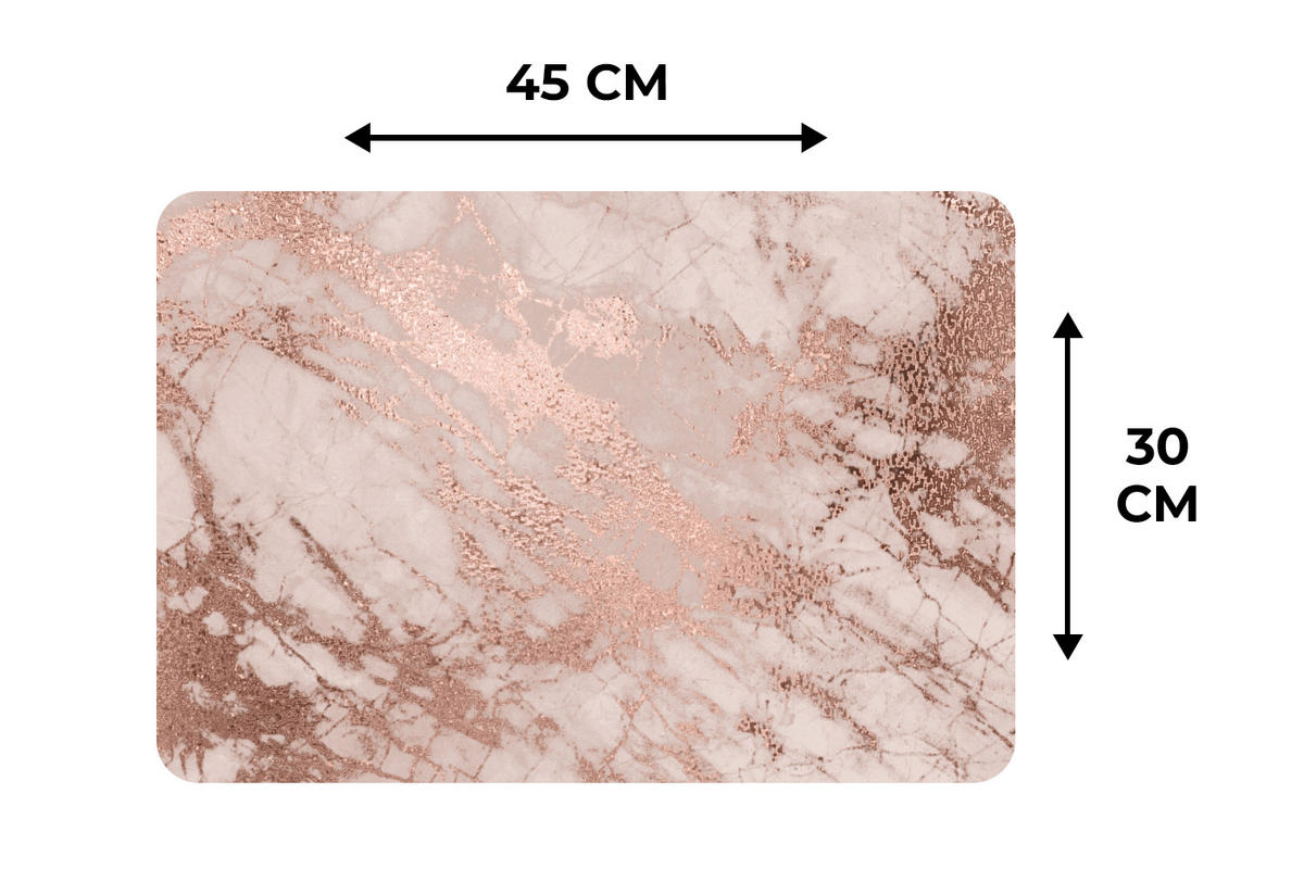 PLATZSETS 6er-Set Marmor - Rosa - Luxus - Marmoroptik - Glitzer - Design 45x30 cm Tischset - Roségold, Kunststoff (0.3/45/30cm) - MuchoWow