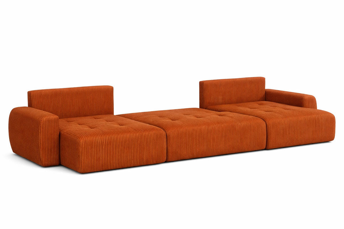 ECKSOFA Mit Schlaffunktion Und Bettkasten U-Form Ivo U, Cordstoff Poso, Kupfer - Orange, Holz (342/142cm) - Kaiser Möbel