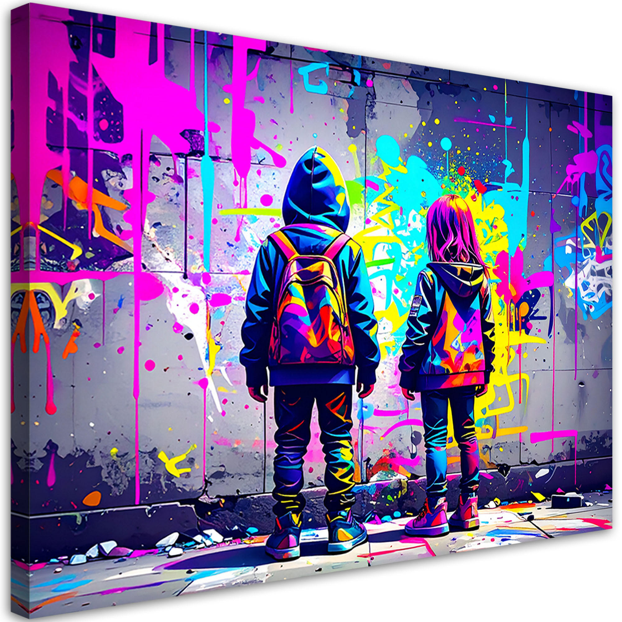 LEINWANDBILD Graffiti Street Art 100x70cm - Multicolor, Textil (100/70cm) - Feeby