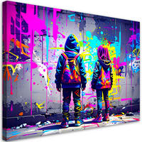 LEINWANDBILD Graffiti Street Art 100x70cm - Multicolor, Textil (100/70cm) - Feeby