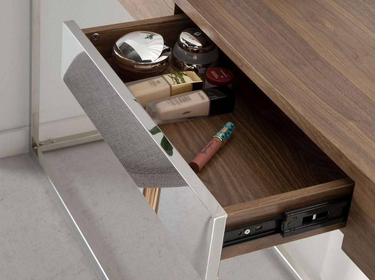 KONSOLENTISCH Rechteckiger aus Nussbaum und verchromtem Stahl 135/40/76 cm - Chromfarben/Edelstahlfarben, Holz/Holzwerkstoff (40/135/76cm) - ANGEL CERDA