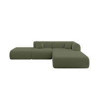 ECKSOFA Ottomane Rechts OVLY-L 289x176x71 Grün Bouclé - Schwarz/Grün, Holzwerkstoff/Kunststoff (289/176cm) - ALTDECOR