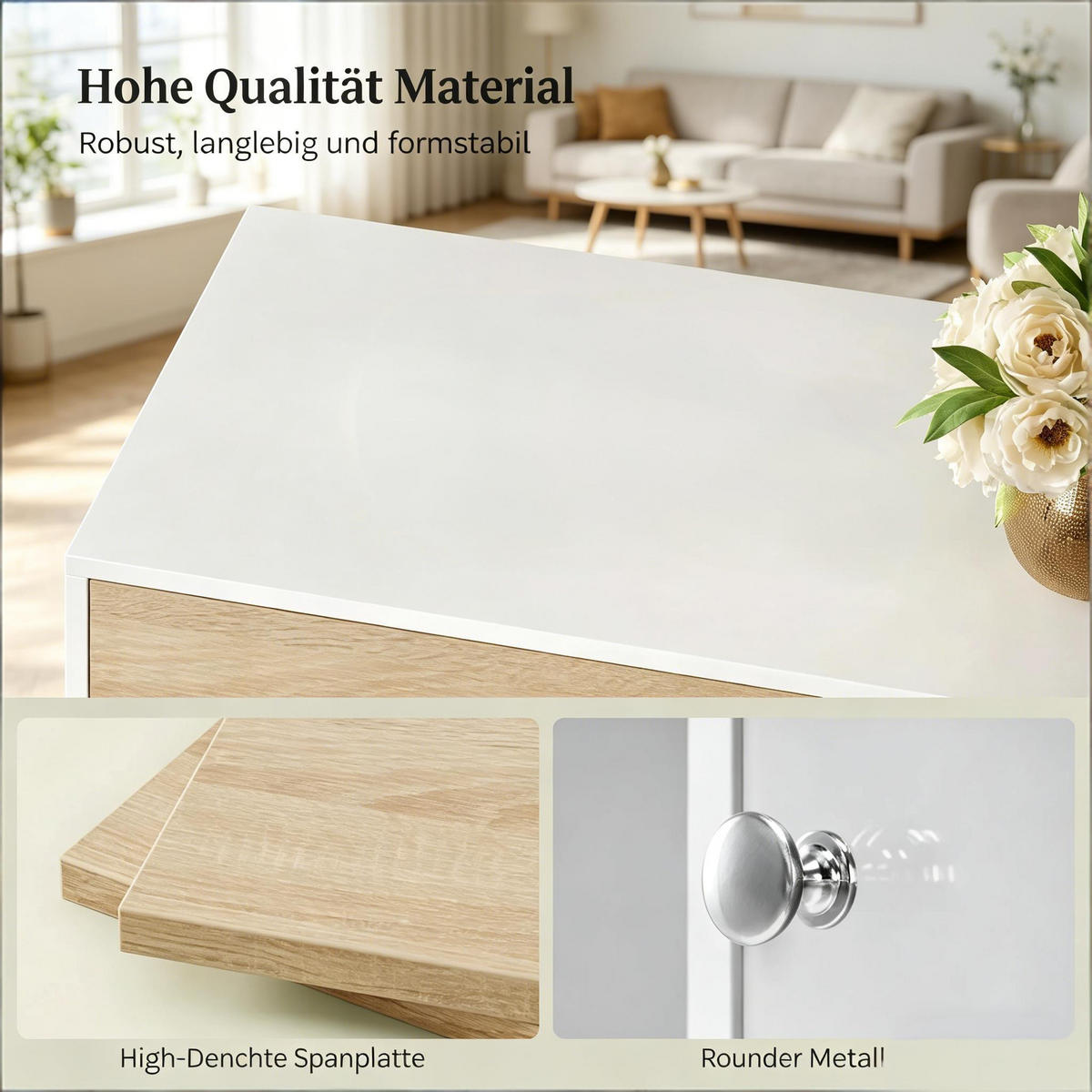 SIDEBOARD DE-38823 100/40/80 cm offenes Fach und Acrylglastür Helle Eiche - Eichefarben, Holzwerkstoff (100/80/40cm) - ComfortXL