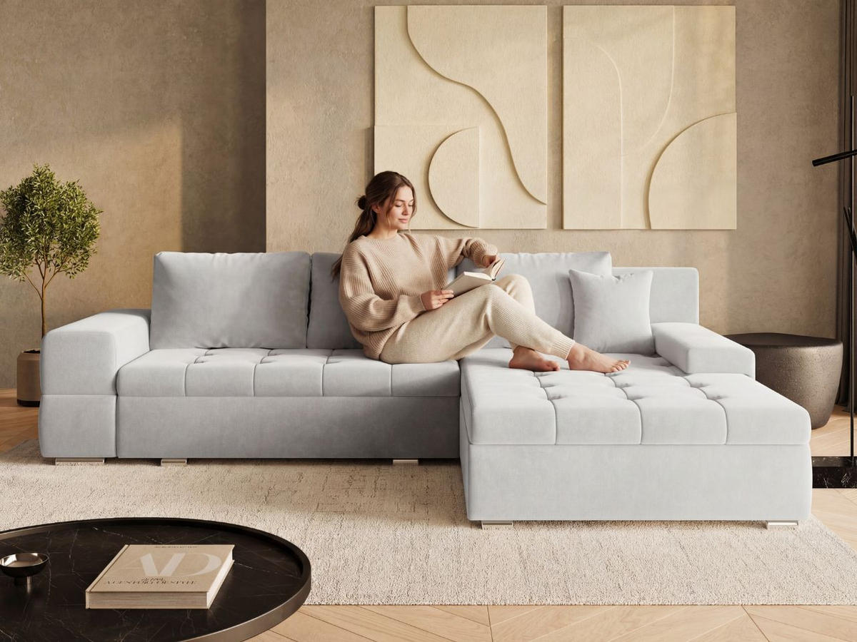 ECKSOFA Sonia Grau - Silberfarben/Grau, Holz/Textil (310/210cm) - Graingold