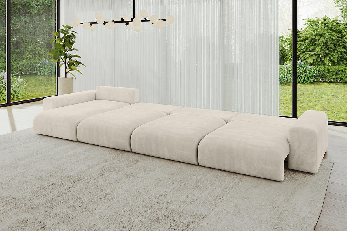 WOHNLANDSCHAFT mit Schlaffunktion ESKAR-U2-464x176x84cm Beige - Beige, Holzwerkstoff/Kunststoff (176/72/464cm) - ALTDECOR