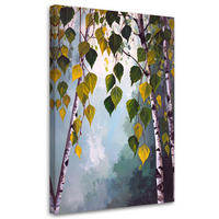 LEINWANDBILD, Birkenwald Natur grüne Blätter - Grün, Textil (60/90cm) - Feeby