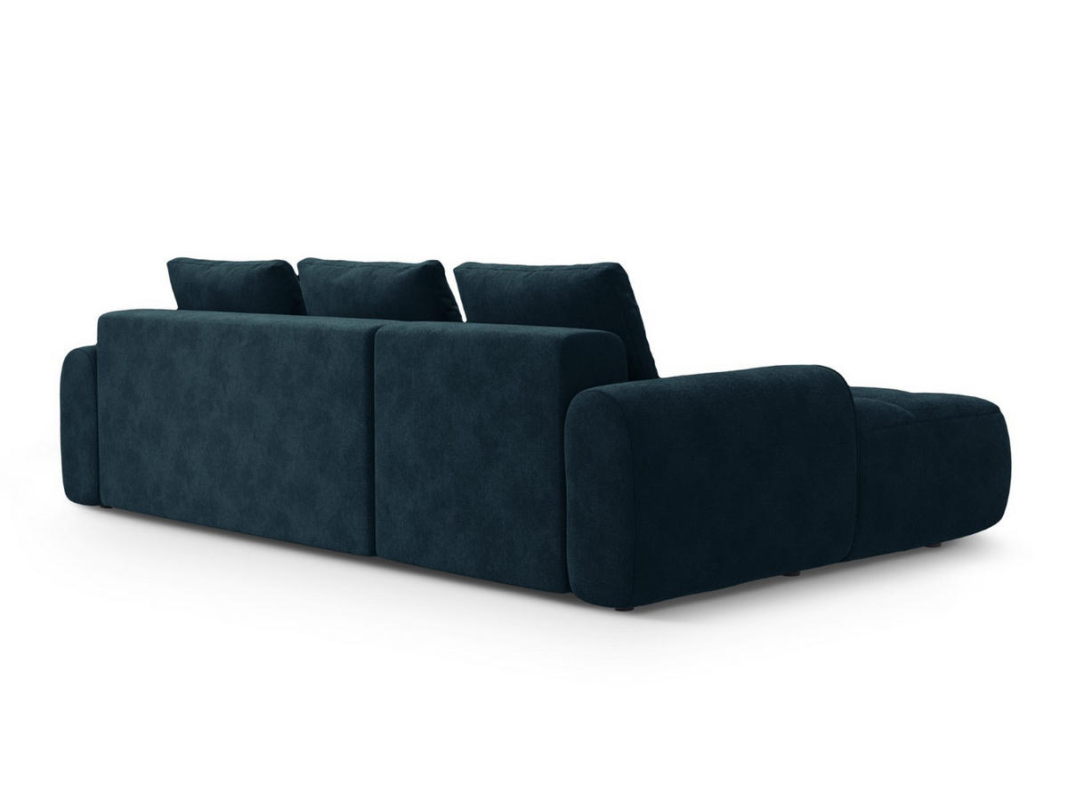 AUSKLAPPBARES-ECKSOFA links mit Container Linz aus Samt petrol 3 Sitzplätze - Petrol, Textil (142/275cm) - Cosmopolitan Design