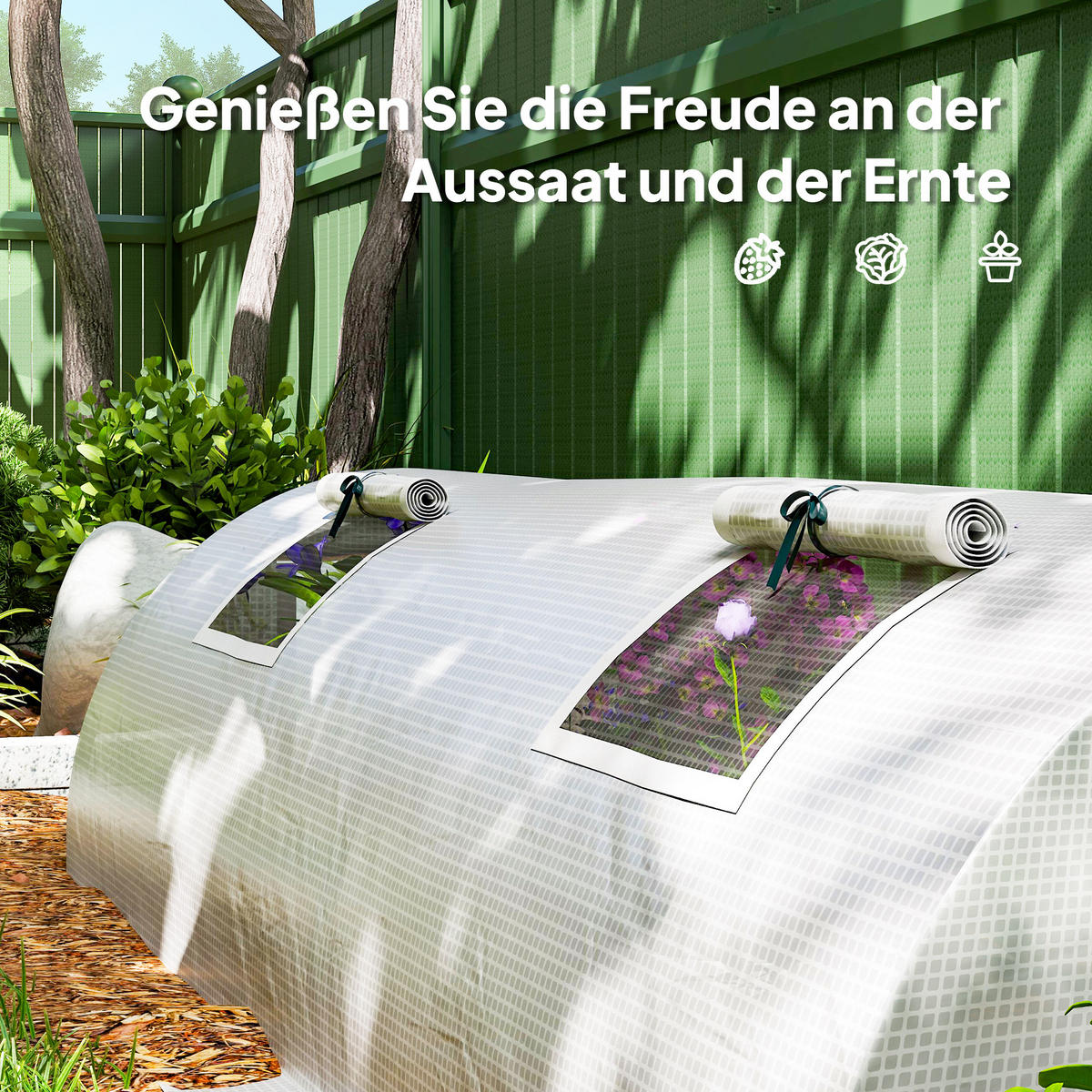 FOLIENGEWÄCHSHAUS DE-05713 Mini-Tunnel, Netz-Fenster, UV-beständig Weiß - Weiß, Kunststoff/Metall (80/45/200cm) - ComfortXL