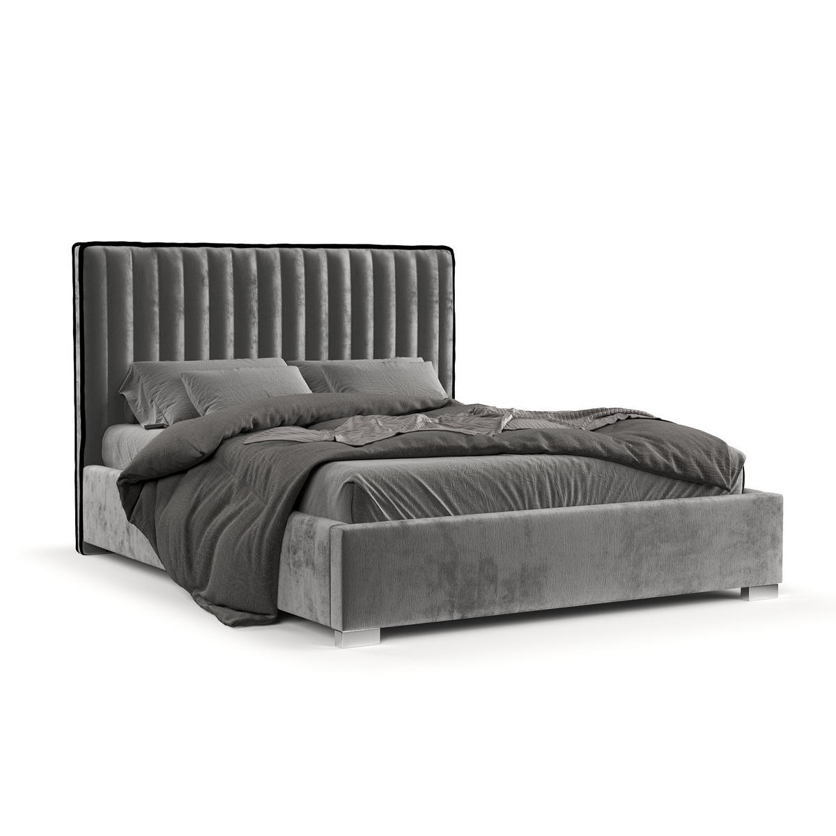 POLSTERBETT Breeze Grau 160/200 cm im Chenille-Stoff - Silberfarben/Naturfarben, Holz/Holzwerkstoff (160/200cm) - Maison de Reve