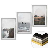 WANDBILDER 3er Set - 40x60 cm Silberner Rahmen - Landschaften aus Bergen und Meer - Silberfarben, Kunststoff (40/60cm) - ArtPrintCave