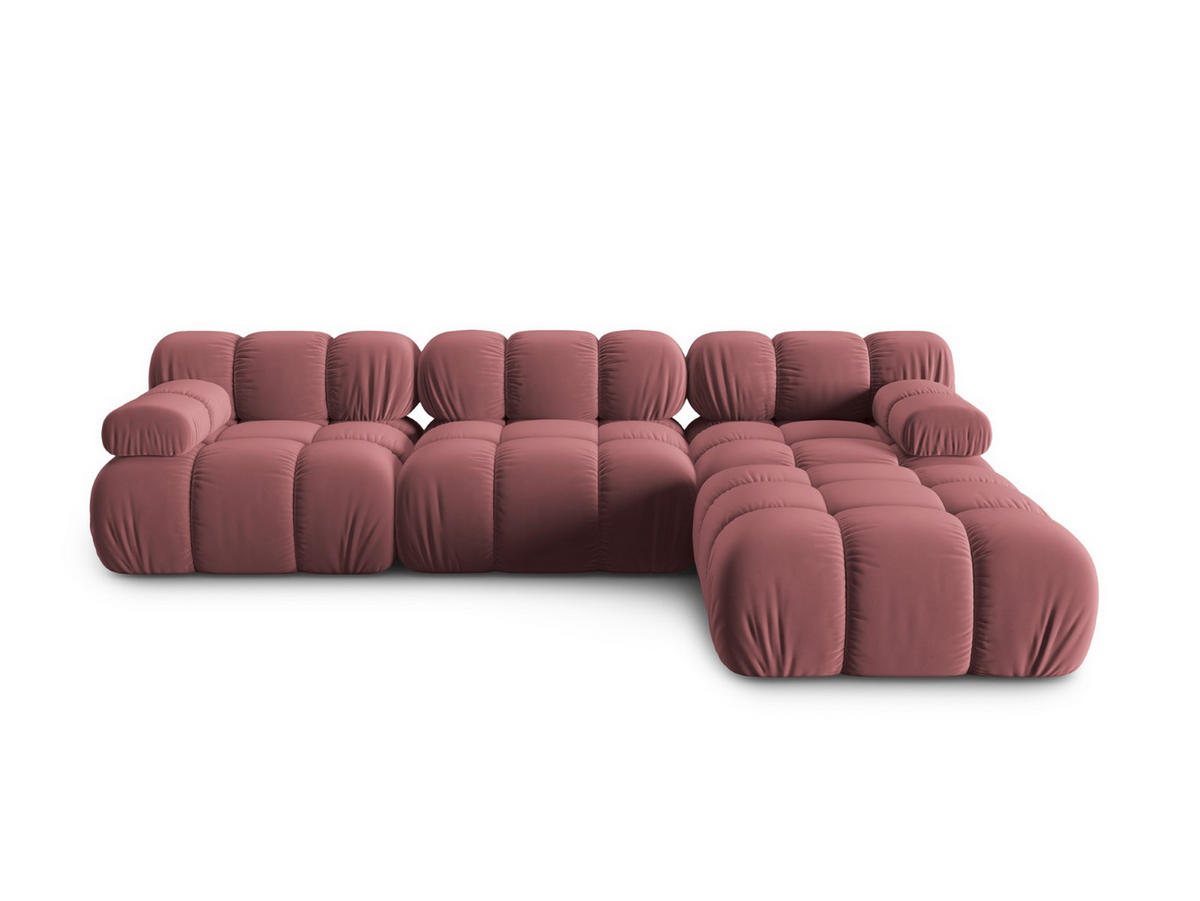 MODULARES-SOFA Bellis aus Samt rosa 4 Sitzplätze - Pink, Textil (188/63/282cm) - Micadoni