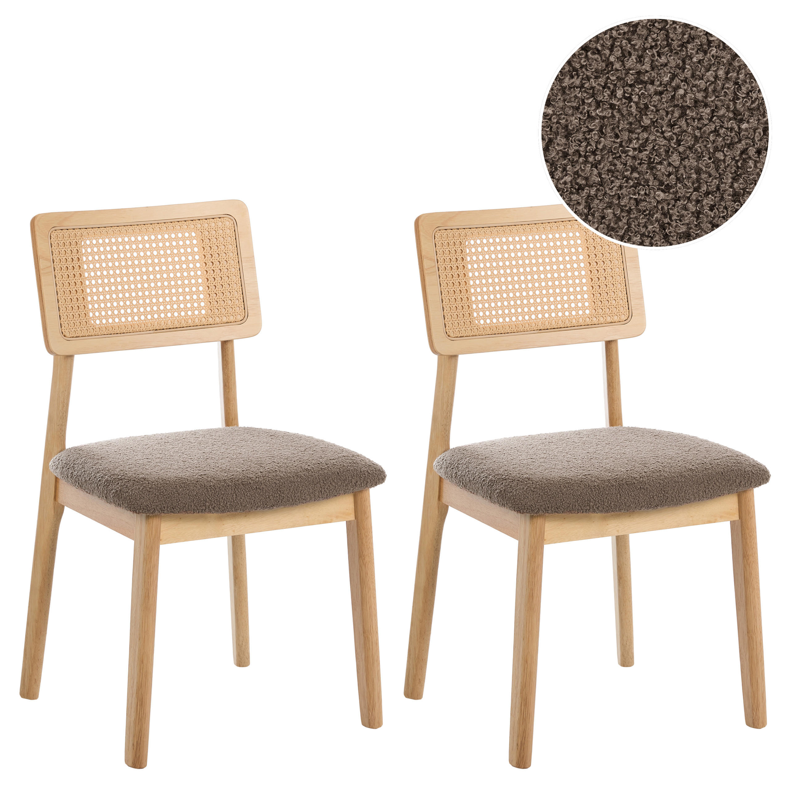 ESSZIMMERSTUHL 2er Set Holz Hellbraun/Taupe Embar - Hellbraun, Holz (50/86/52cm) - Beliani