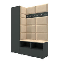 GARDEROBEN-SET Nela II mit gepolsterten Paneelen 150/187/40 - Beige/Silberfarben, Holzwerkstoff/Kunststoff (150/187/40cm)