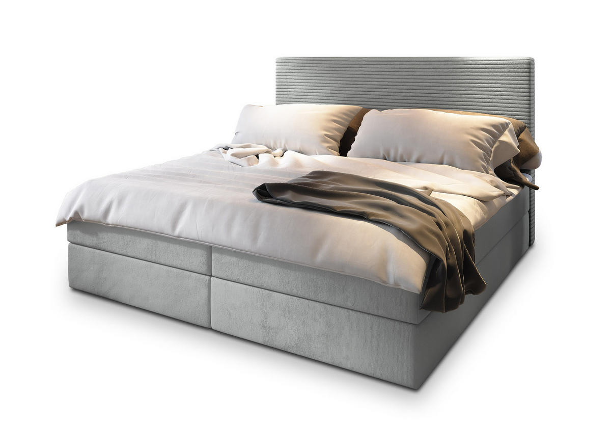 POSTEL BOXSPRING GIARRO 160x200 cm, s matrací a úložným prostorem, světle šedá - světle šedá, kompozitní dřevo/textil (160/200cm) - MASSENO