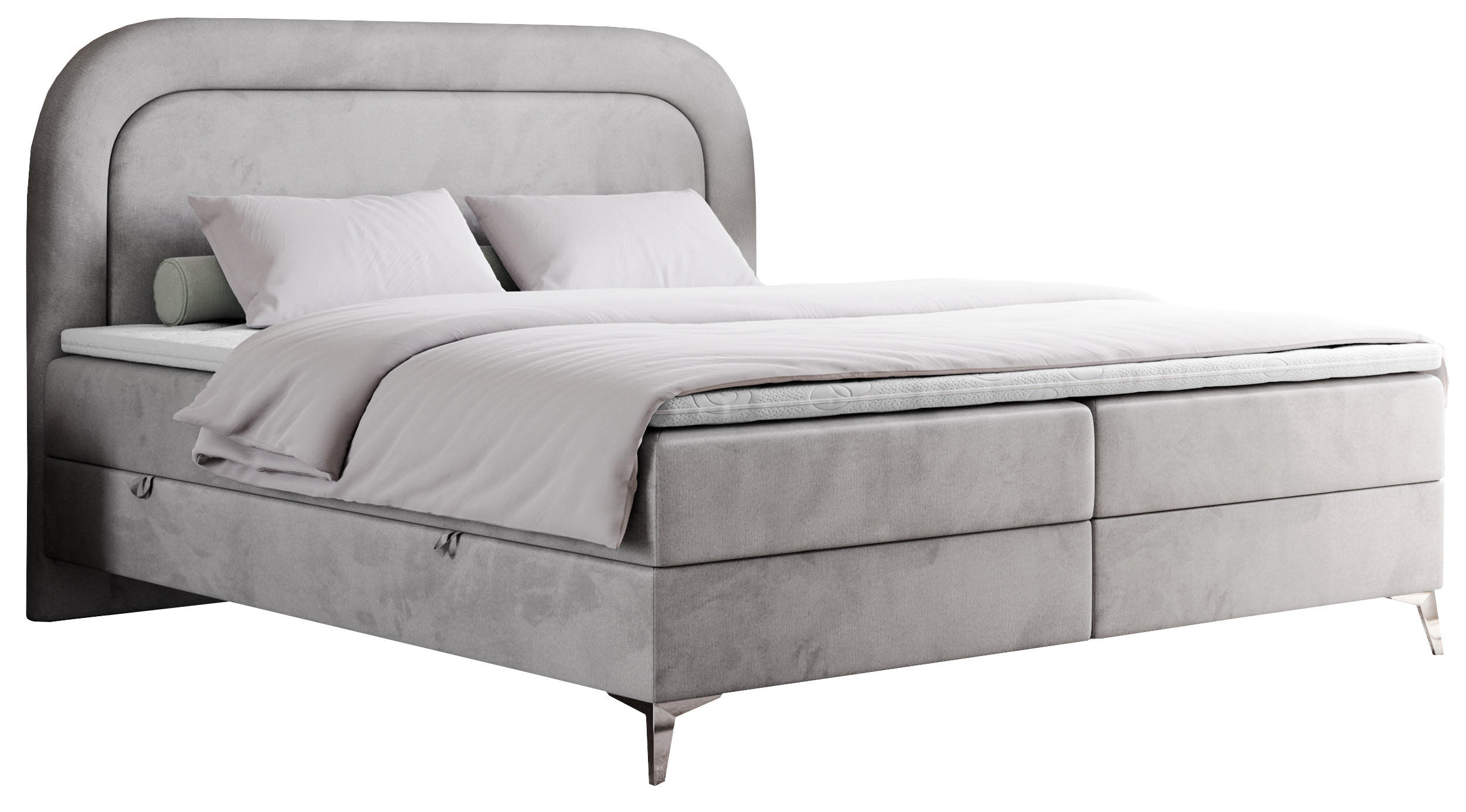 BOXBETT EIRA 140/200 Hellgrau Velvet - H3 - Silberfarben/Hellgrau, Holz/Textil (140/200cm) - MKS