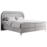 BOXBETT EIRA 140/200 Hellgrau Velvet - H3 - Silberfarben/Hellgrau, Holz/Textil (140/200cm) - MKS