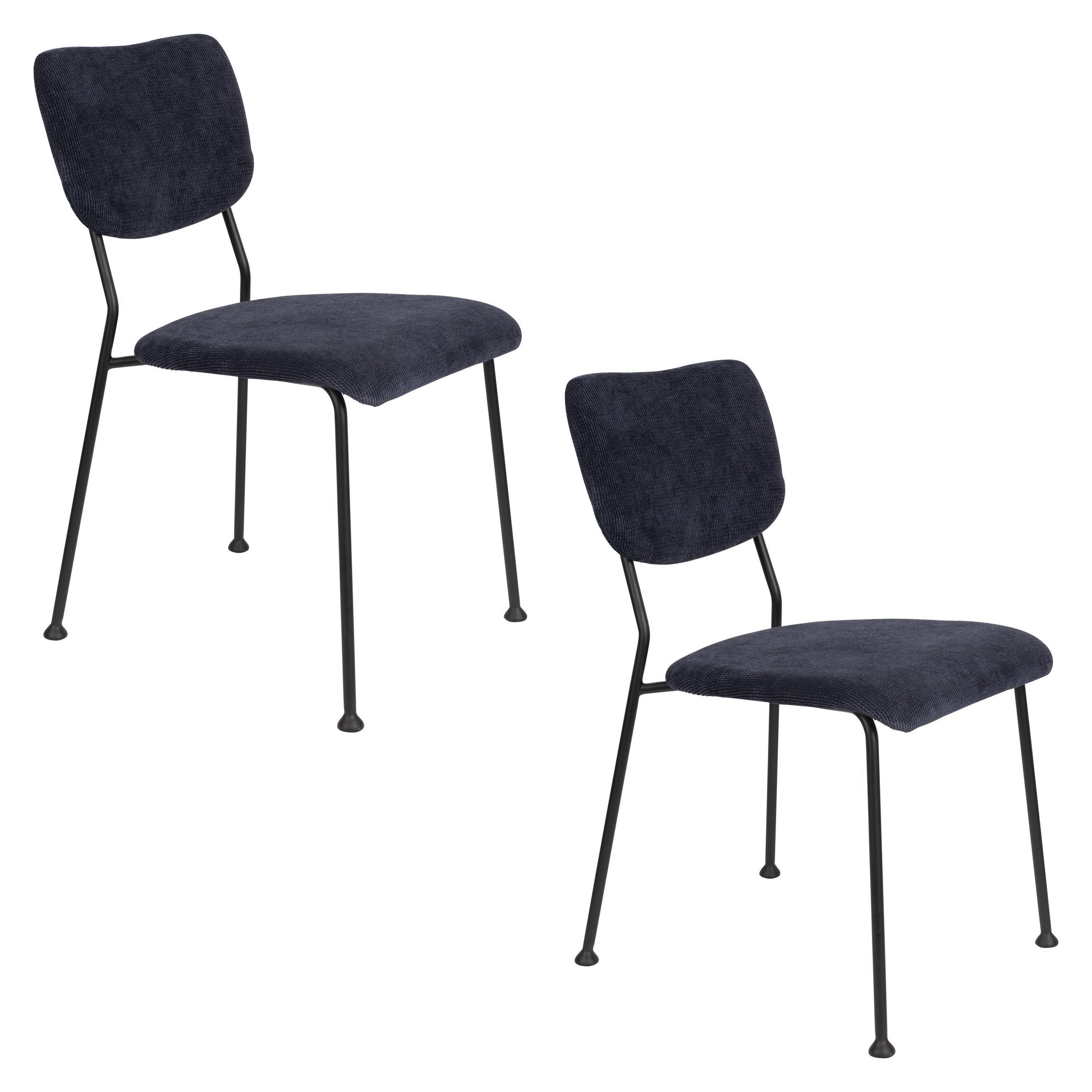 ESSZIMMERSTUHL Benson Dunkelblau - 2 er Set - Blau, Textil (47/81/56cm) - Zuiver