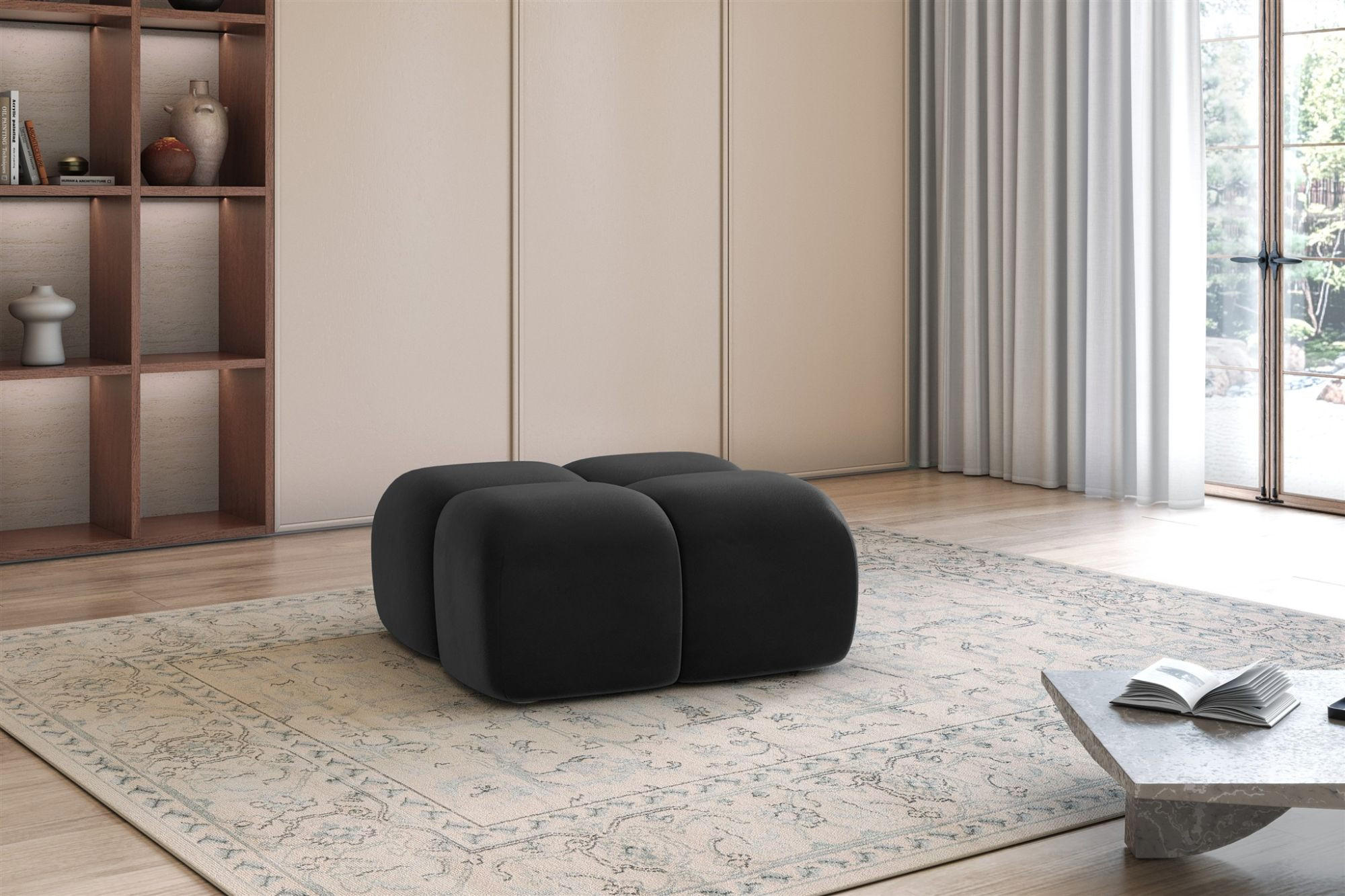 Thumbnail - Fun Möbel Polsterhocker, Schwarz, Textil, 85x44x85 cm, Wohnzimmer, Hocker, Sitzhocker